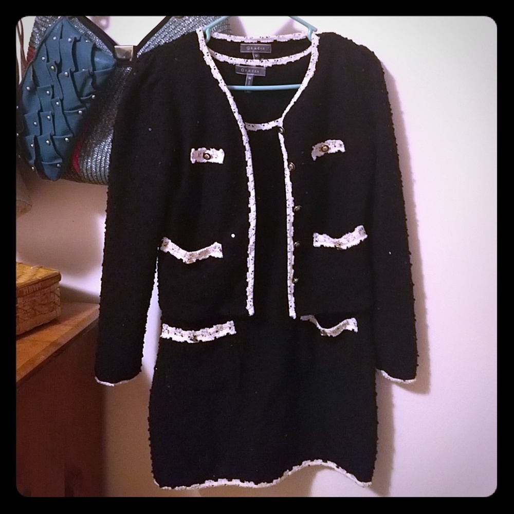 Gracia chanel-style black dress suit